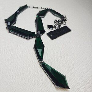 BCBG Max NWT Necklace Large Deep Dark Green Faceted Stones MSRP $78